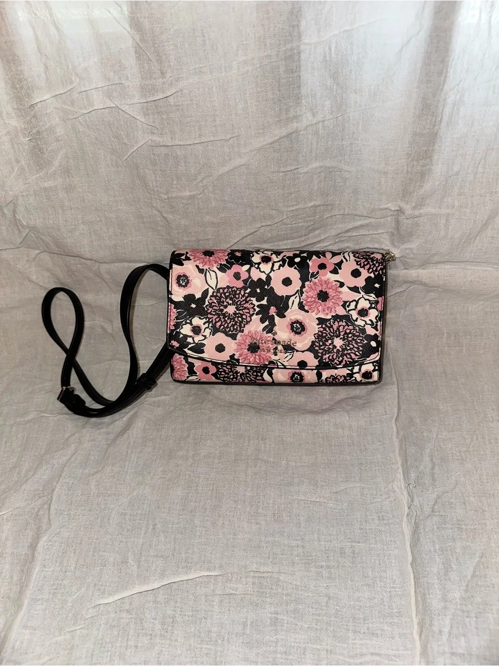 Floral Crossbody Bag in Pink and Black